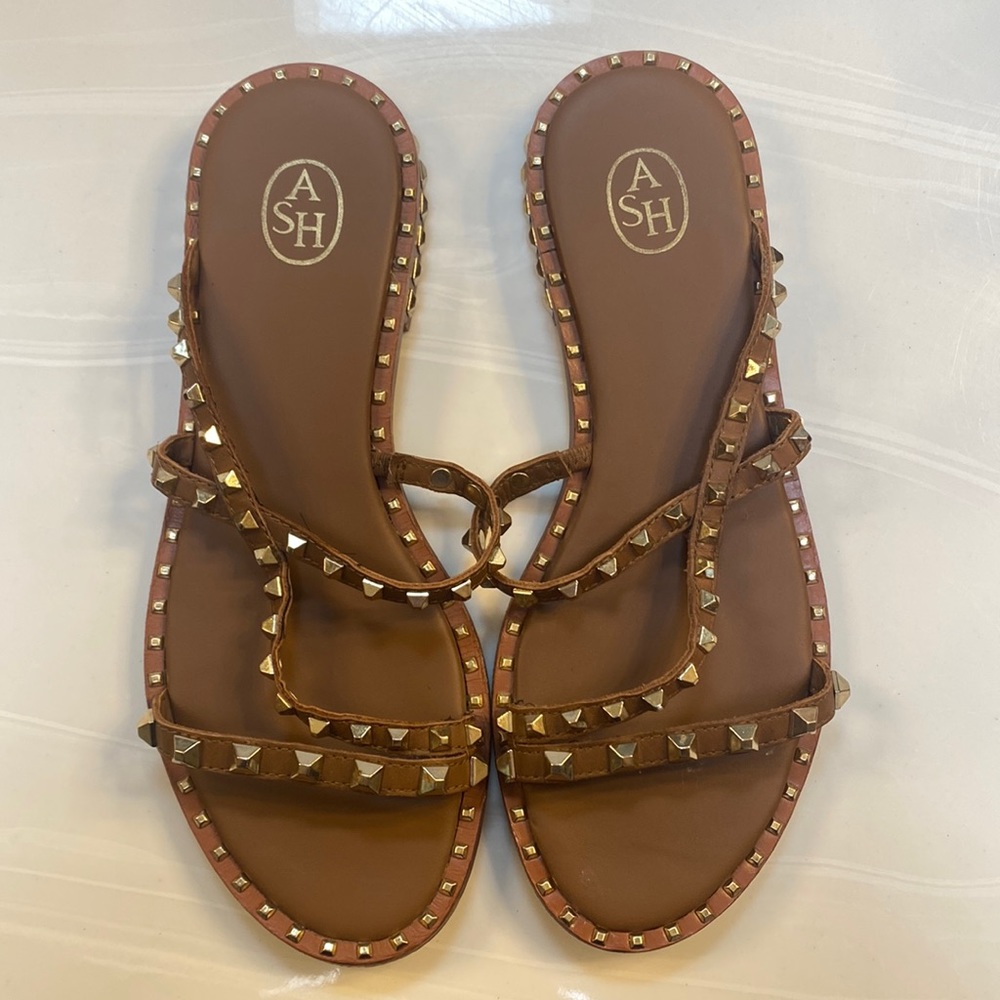 Size 8 gold detail slip on ASH sandals